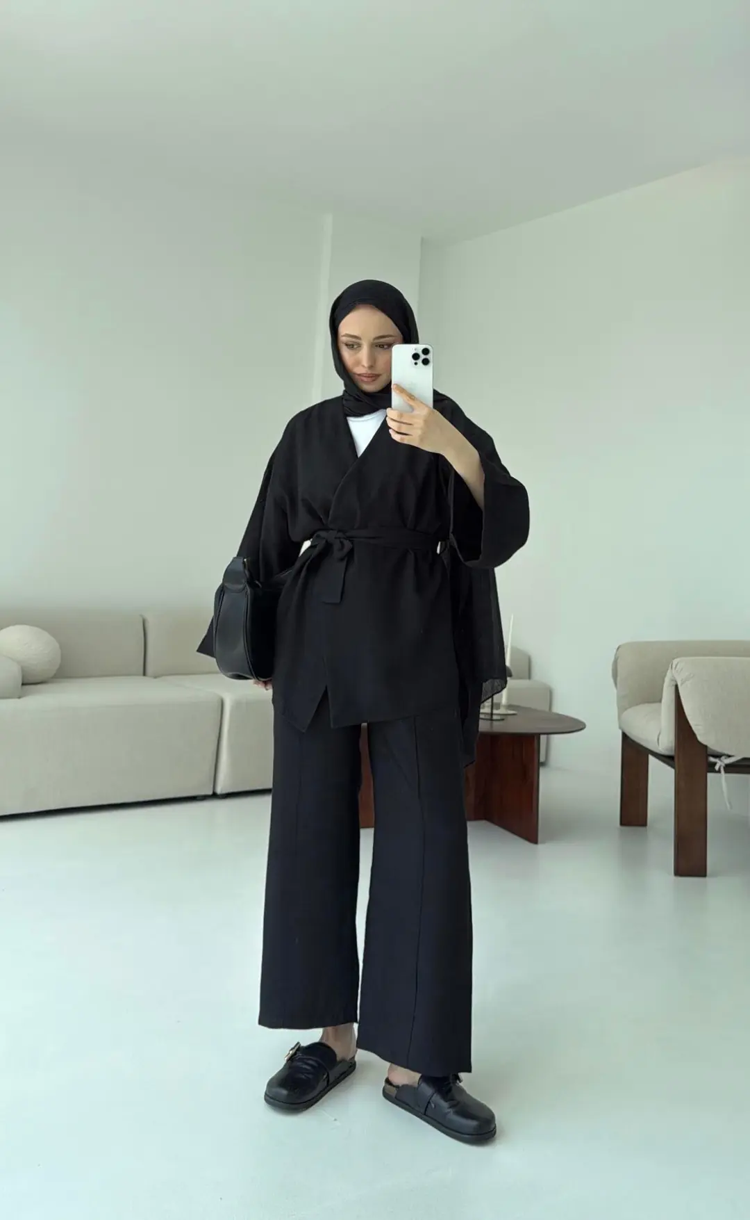 Bağlamalı Kimono Takım Siyah
