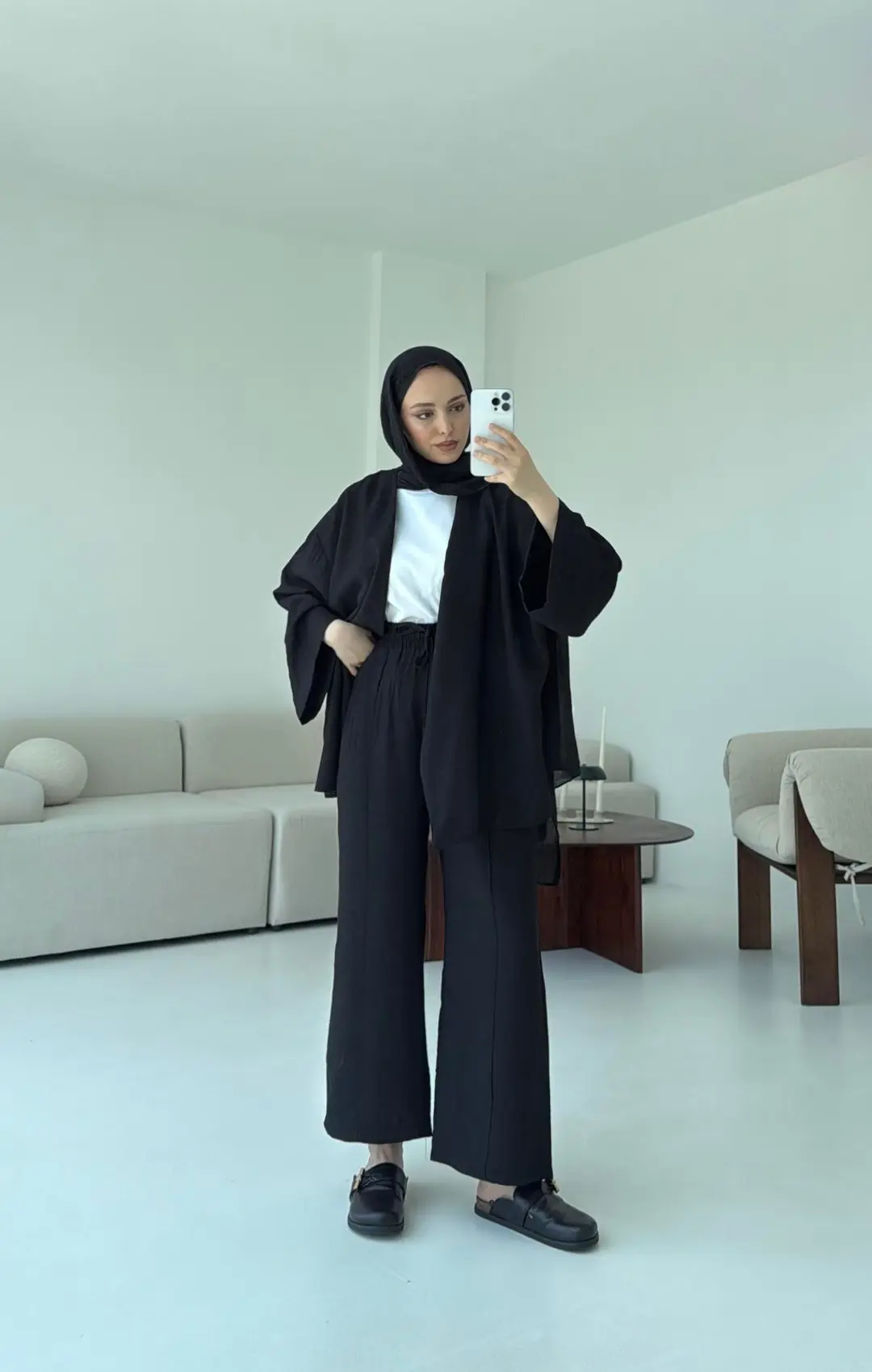 Bağlamalı Kimono Takım Siyah