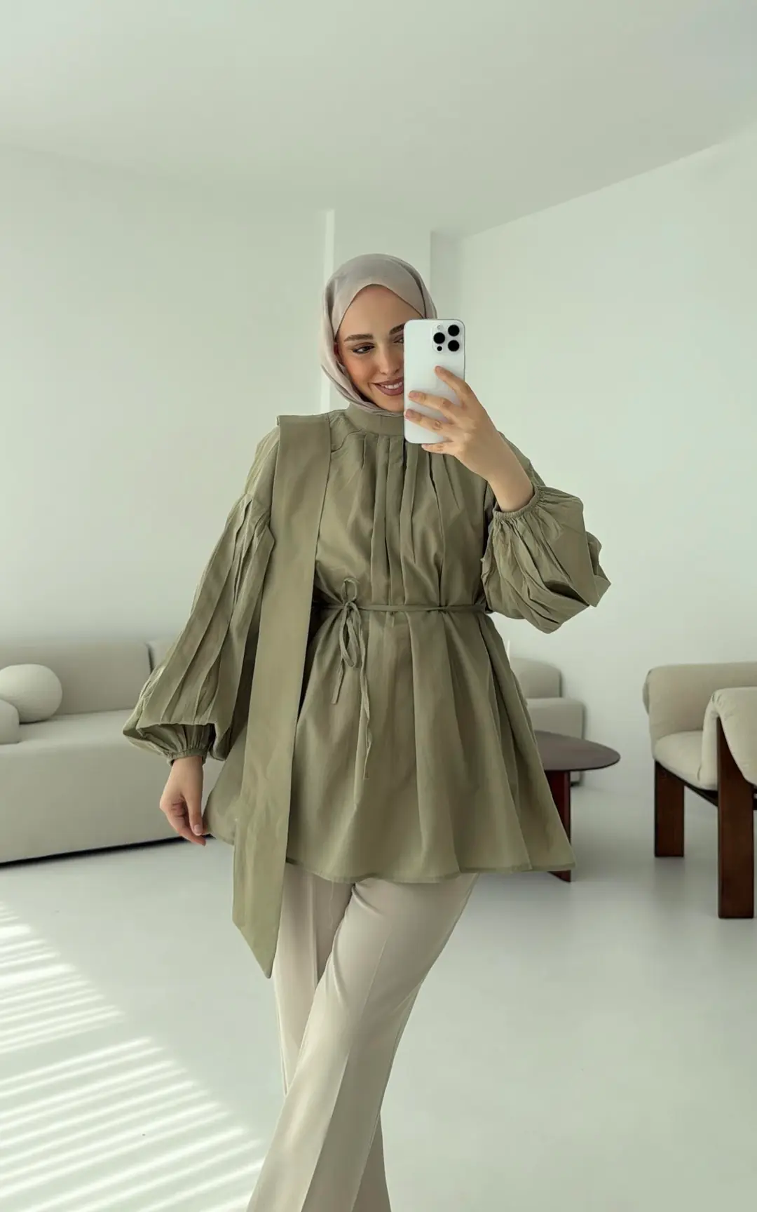 Detaylı Pens Gömlek Çağla