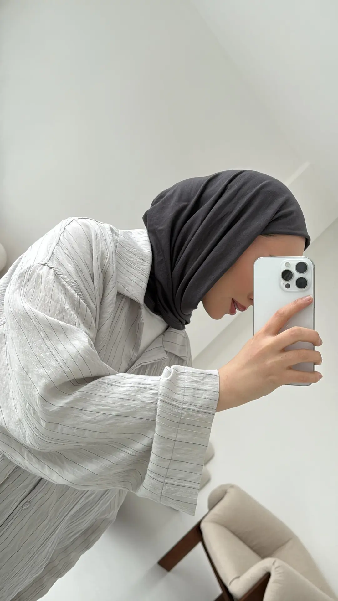 Çizgili Oversize Dökümlü Gömlek Taş