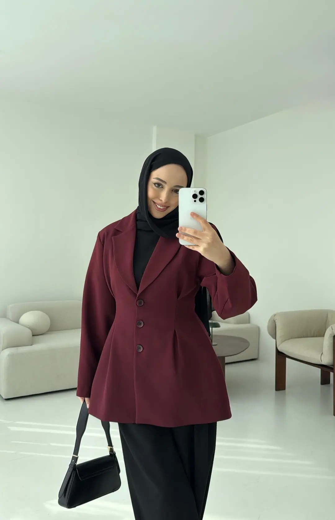 Belden Oturtmalı Tasarım Ceket Bordo
