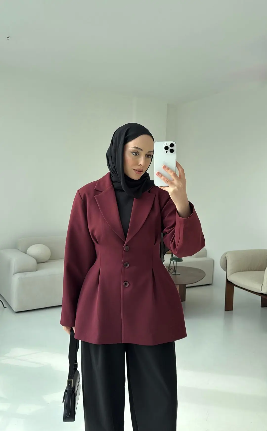 Belden Oturtmalı Tasarım Ceket Bordo