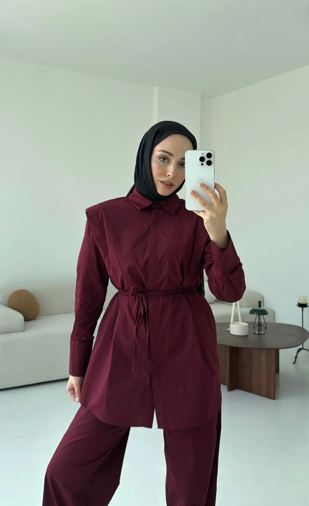 Poplin Bordo Takım