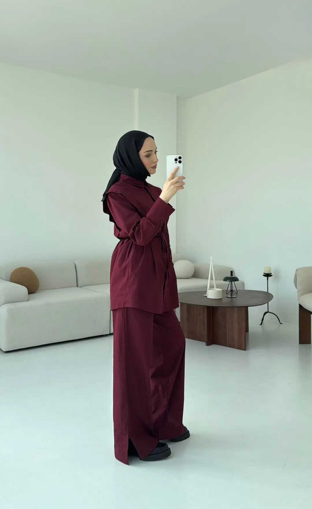 Poplin Bordo Takım