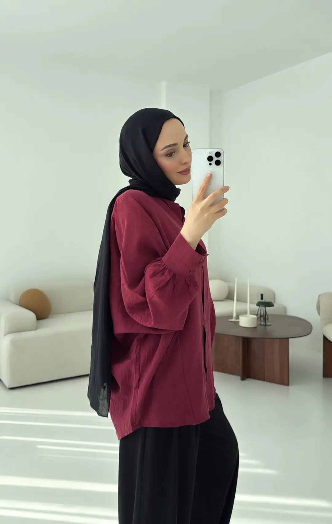 Oversize Premium Gömlek Bordo