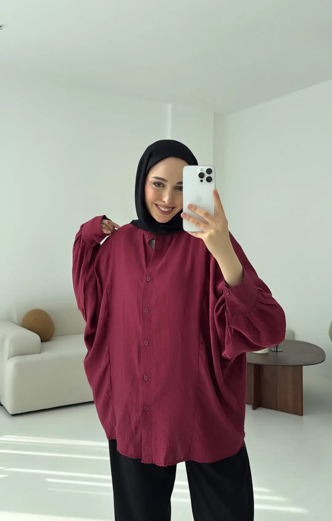 Oversize Premium Gömlek Bordo