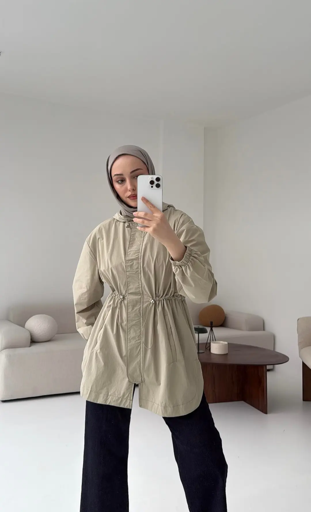 Fermuarlı Yağmurluk Haki
