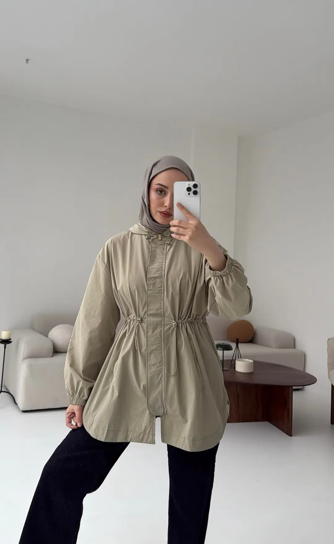Fermuarlı Yağmurluk Haki