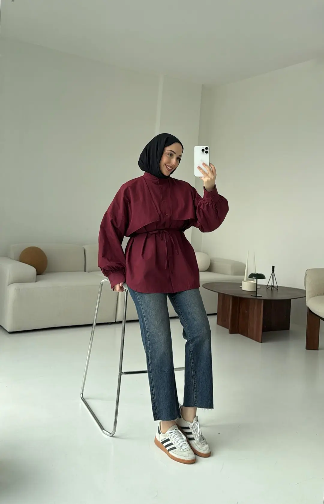 Bordo Bağlamalı Gömlek