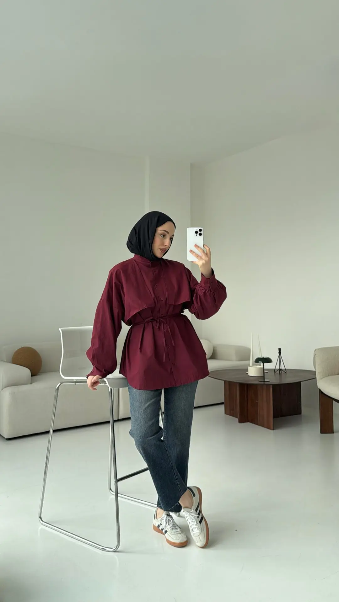 Bordo Bağlamalı Gömlek