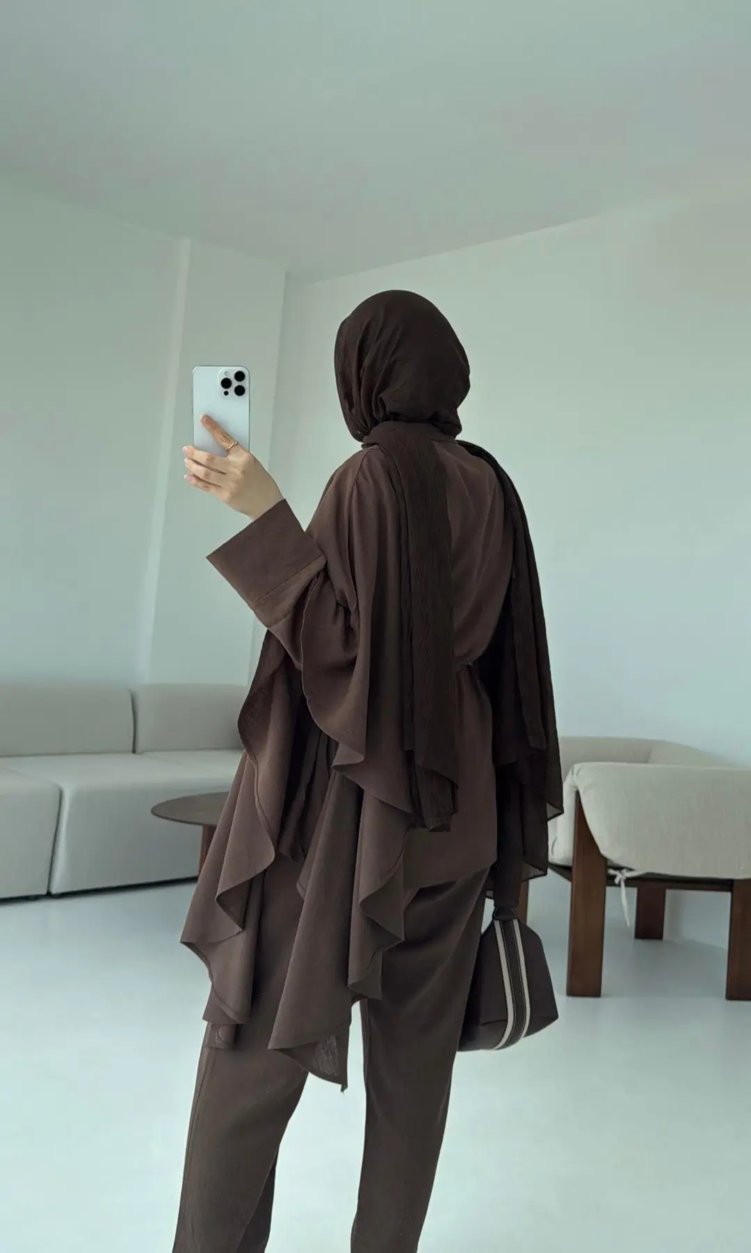 Volanlı Kimono Takım Kahve