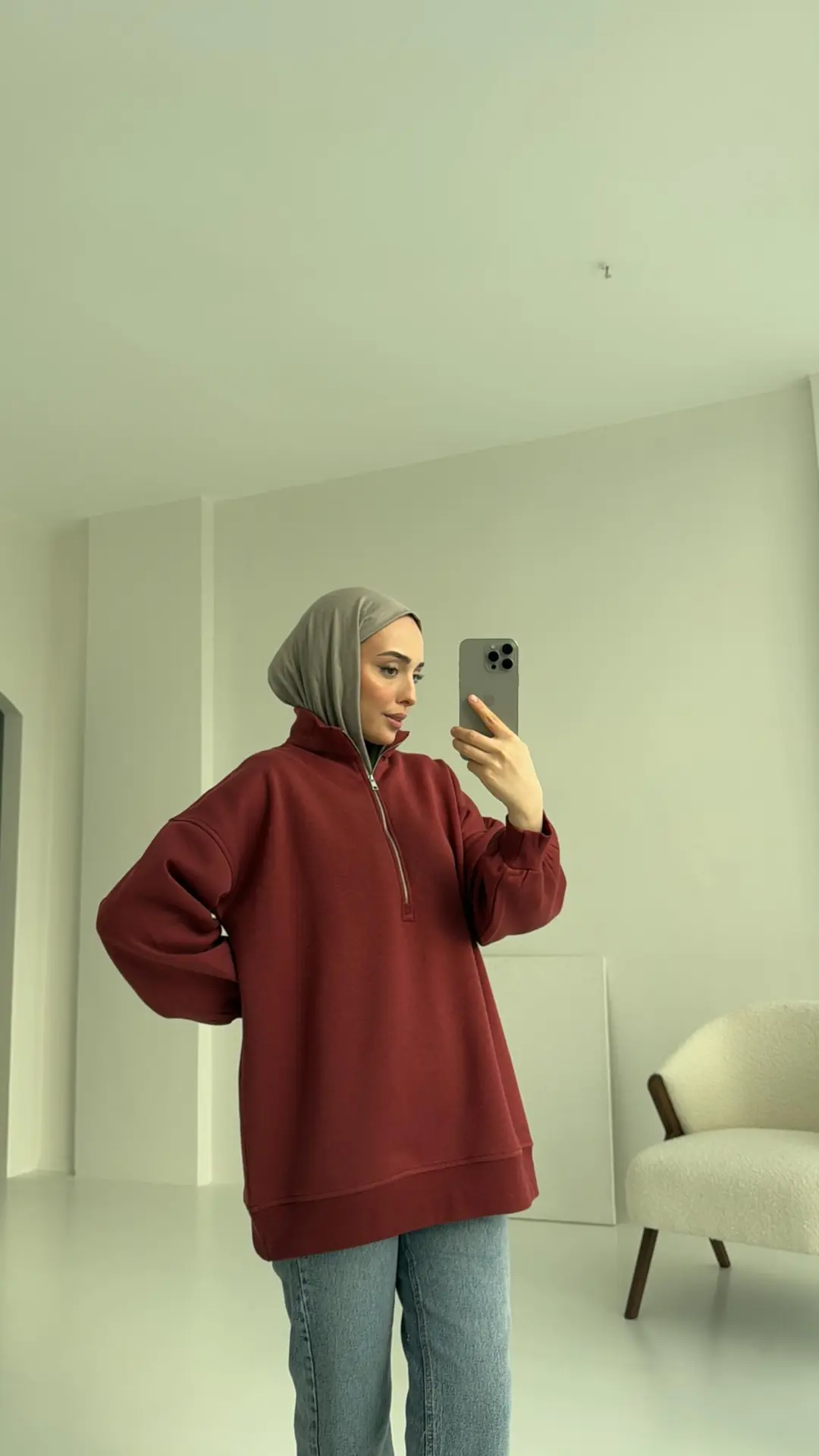 Yarım Zip Sweatshirt