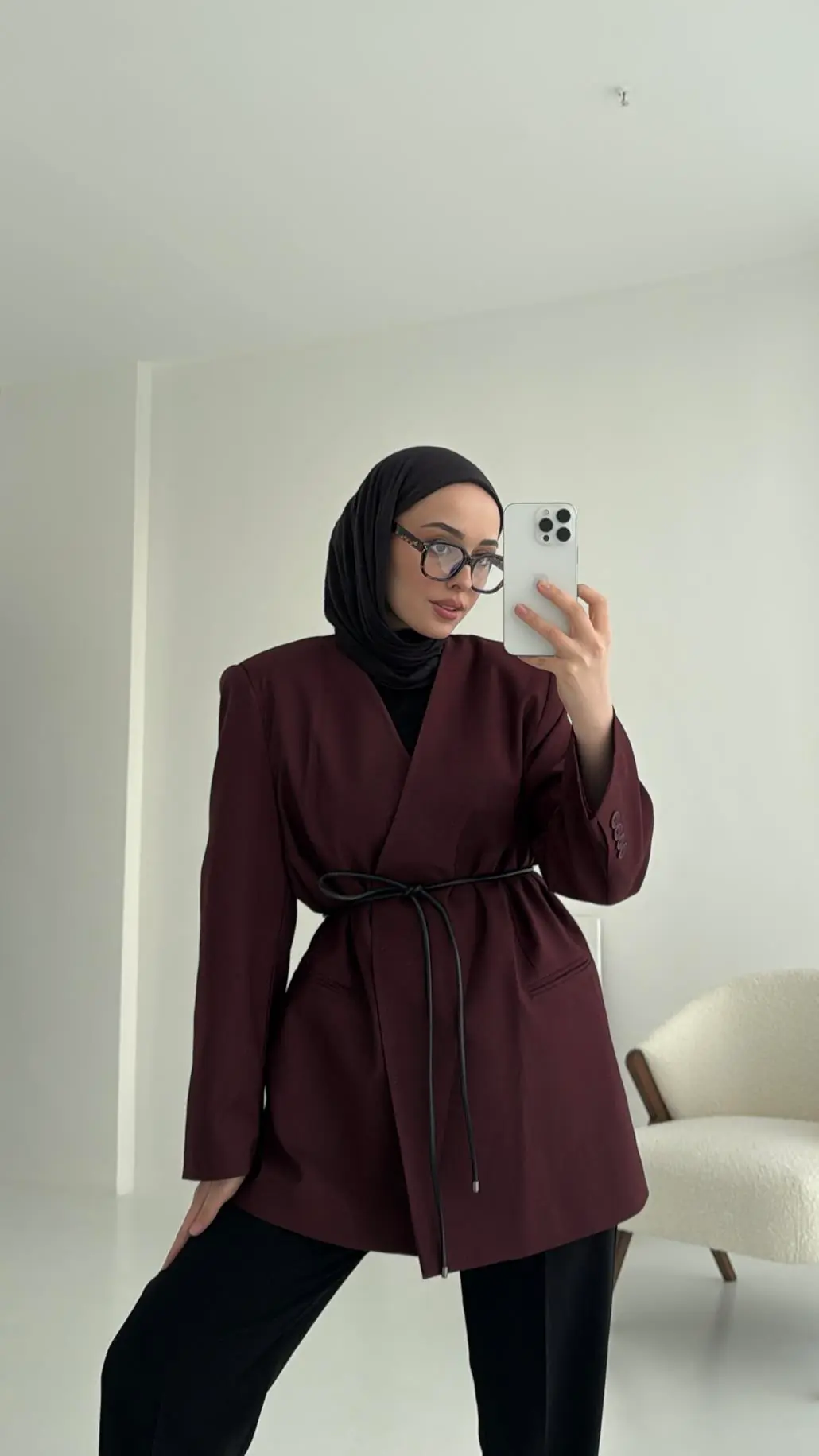 Hakim Yaka Blazer Ceket Bordo