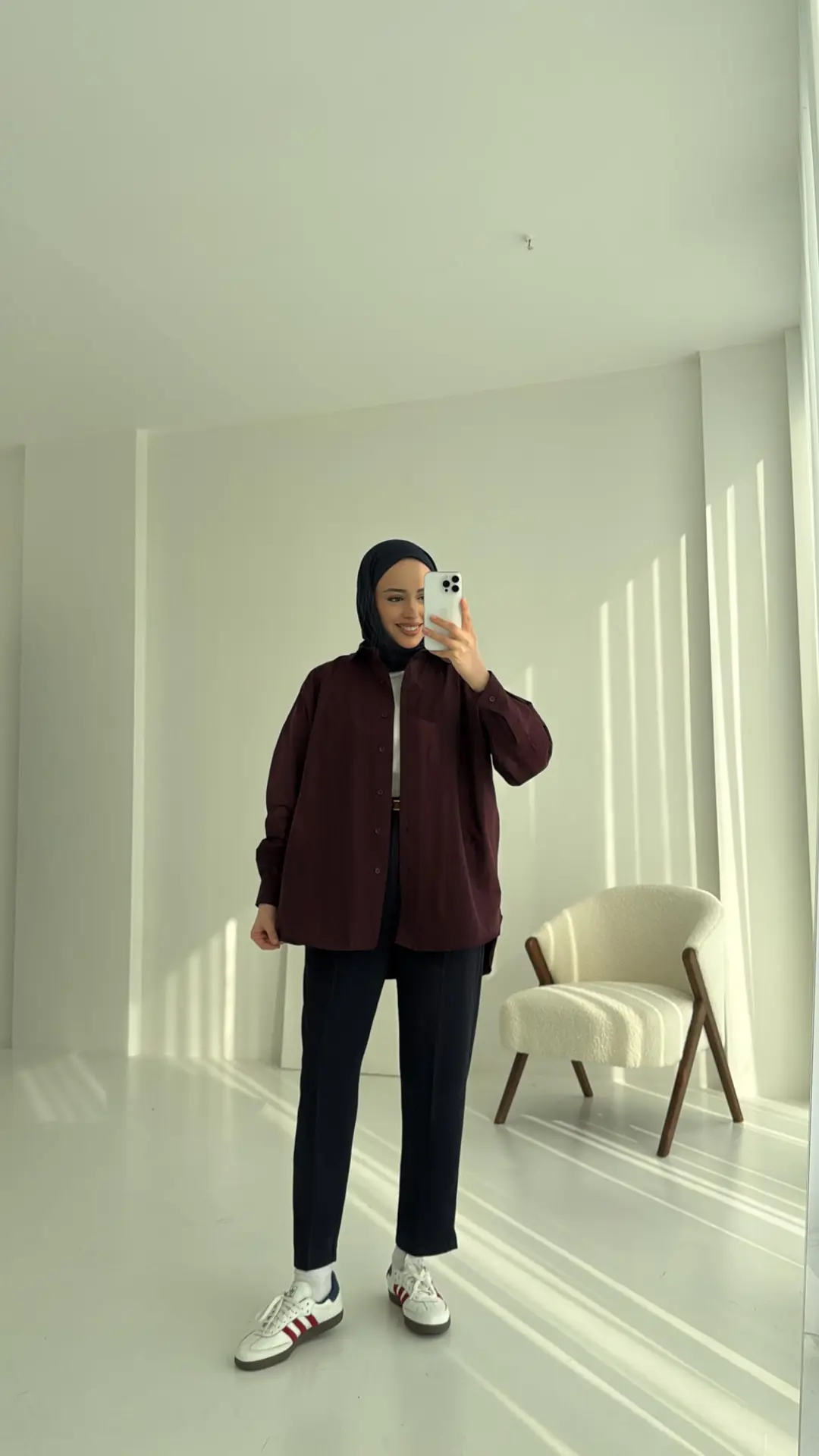 Poplin Oversize Gömlek Bordo