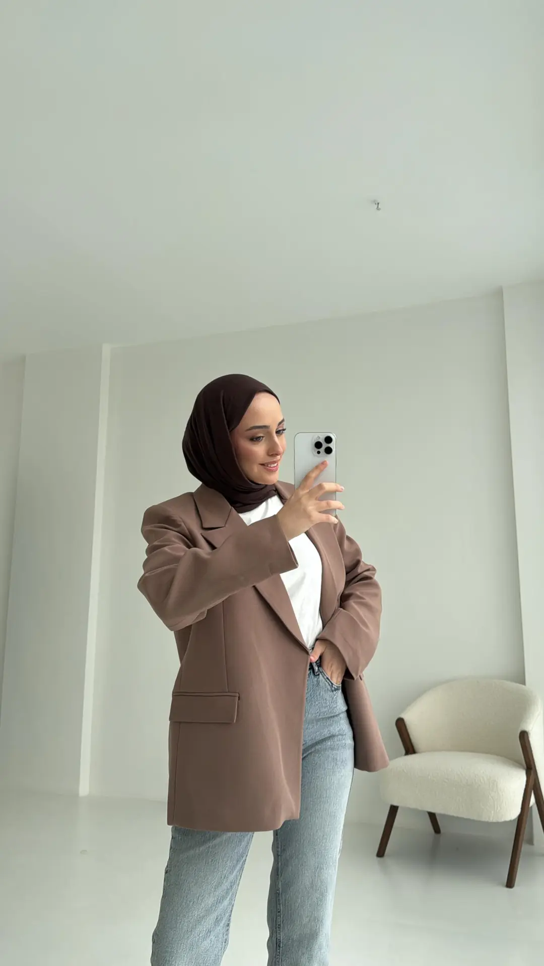 Kolu Katlamalı Blazer Kahve