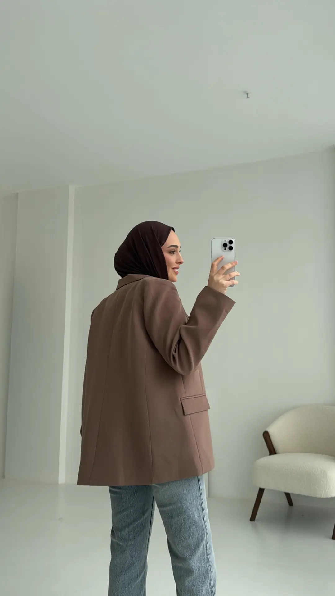 Kolu Katlamalı Blazer Kahve