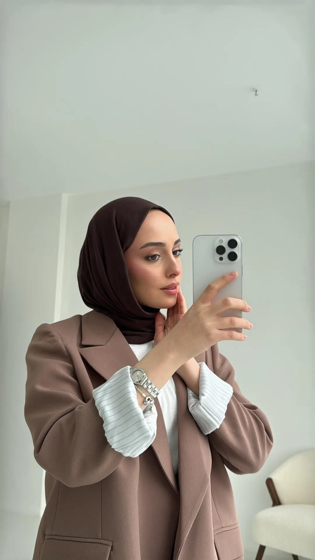 Kolu Katlamalı Blazer Kahve