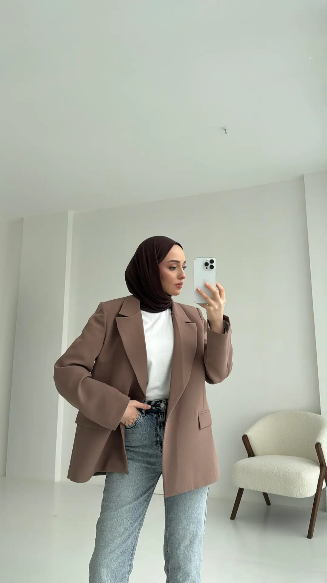 Kolu Katlamalı Blazer Kahve