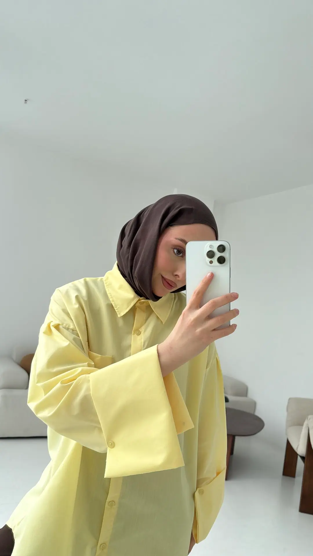 Kalın Manşetli Oversize Sarı Gömlek