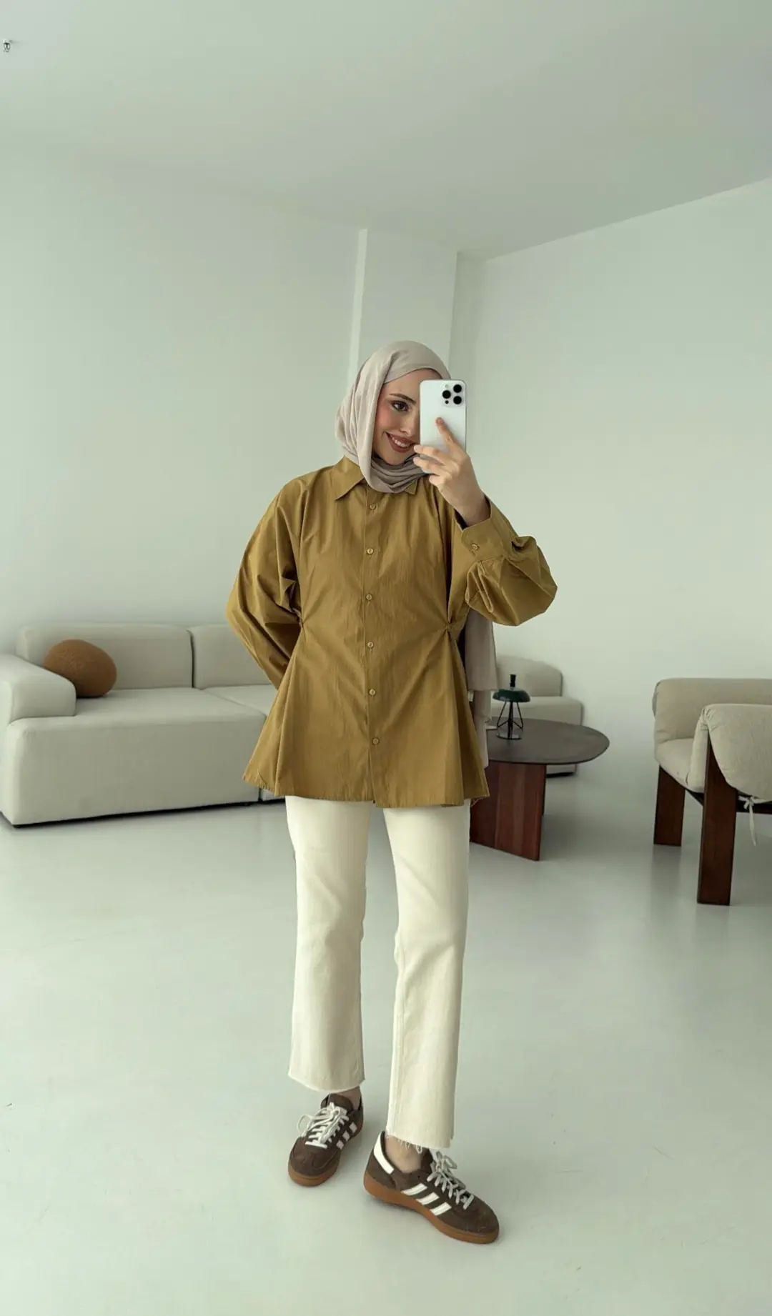 Yanları Düğmeli Gömlek Olive