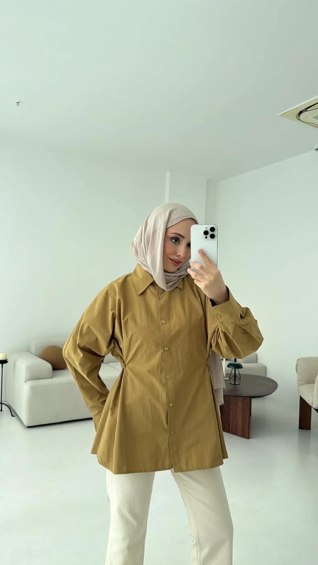 Yanları Düğmeli Gömlek Olive
