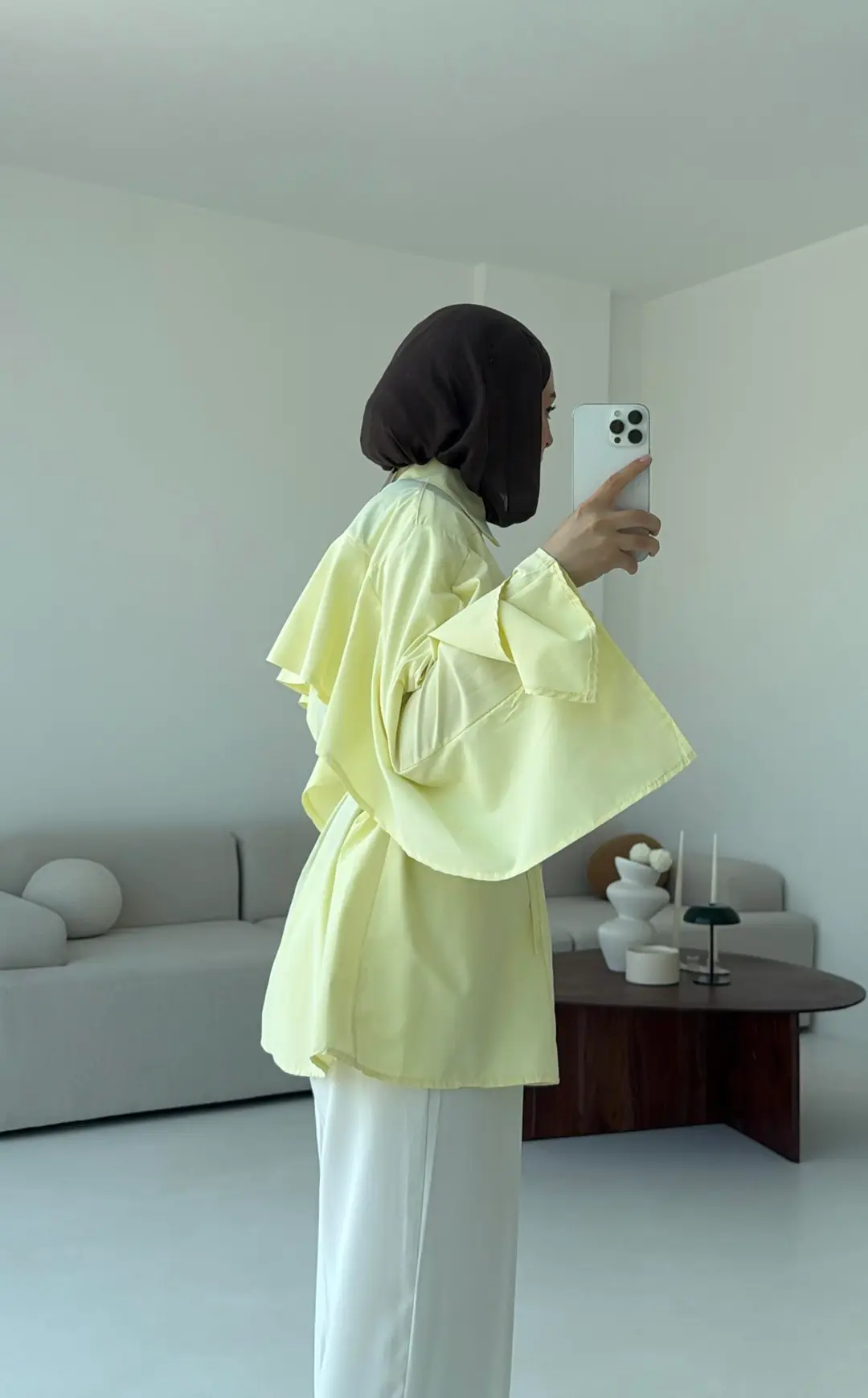 Detaylı Poplin Gömlek Sarı