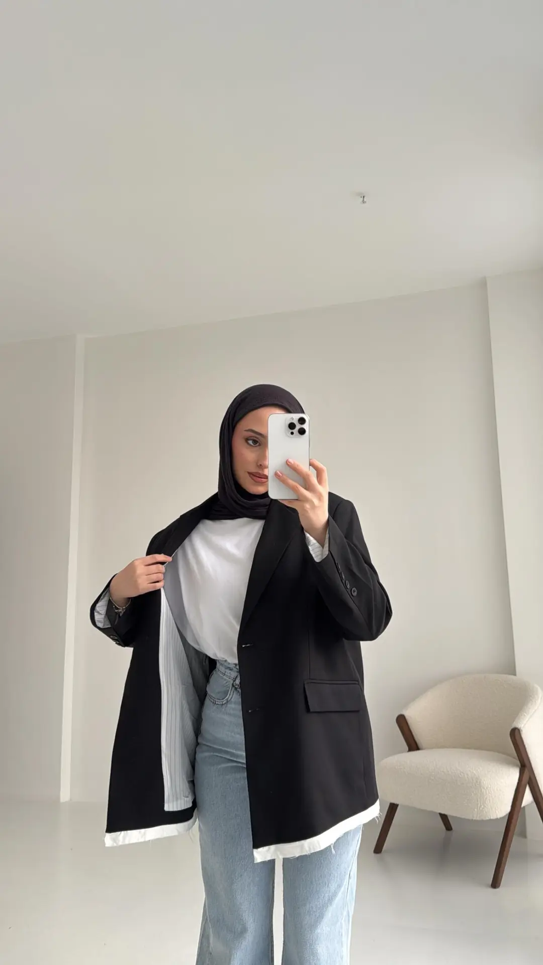 Arkası Baskılı Blazer Ceket Siyah