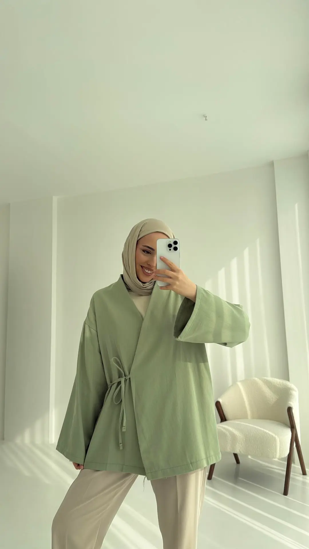 Yandan Bağlama Kimono Mint