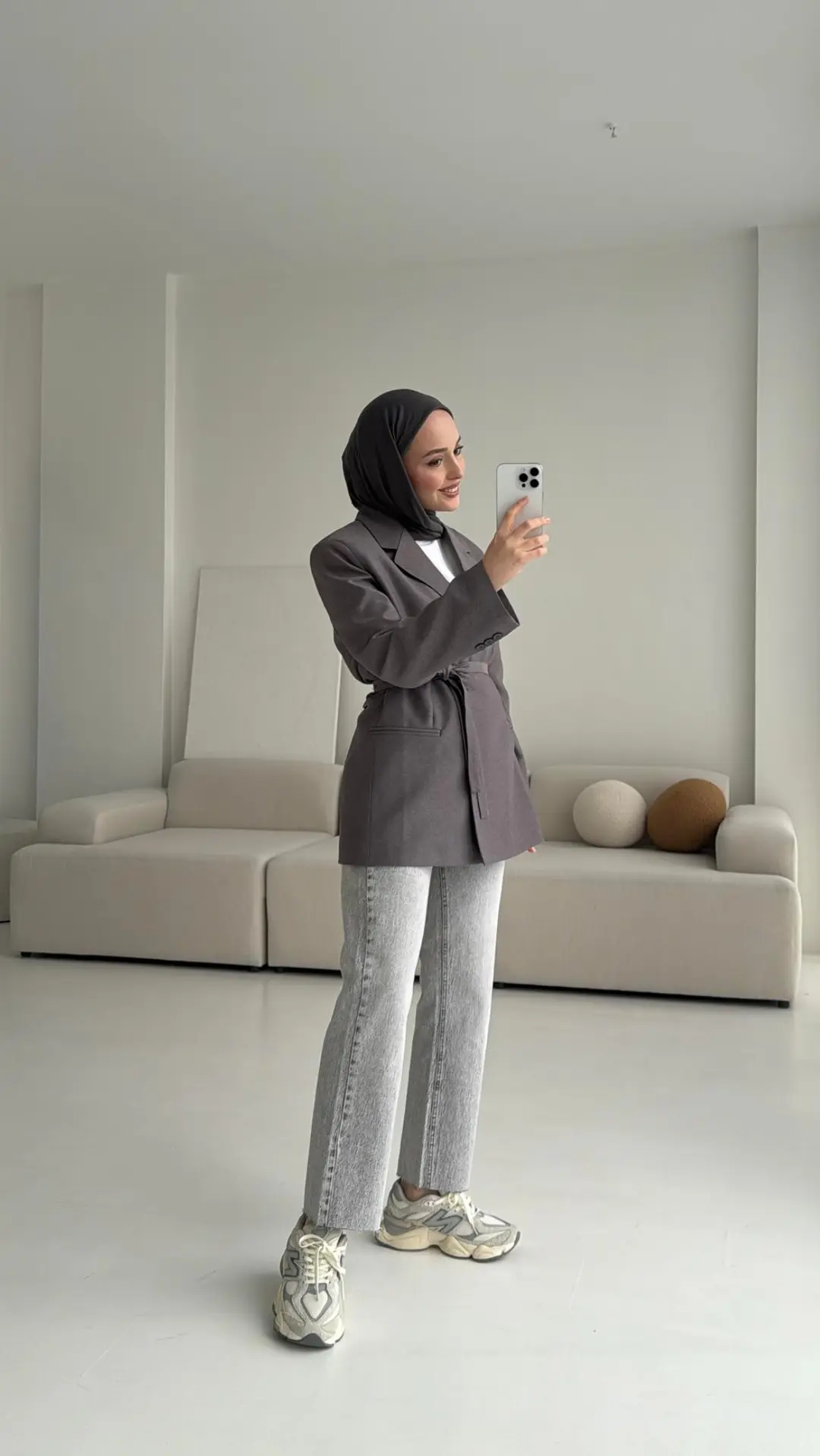 Bağlamalı Blazer Ceket Gri