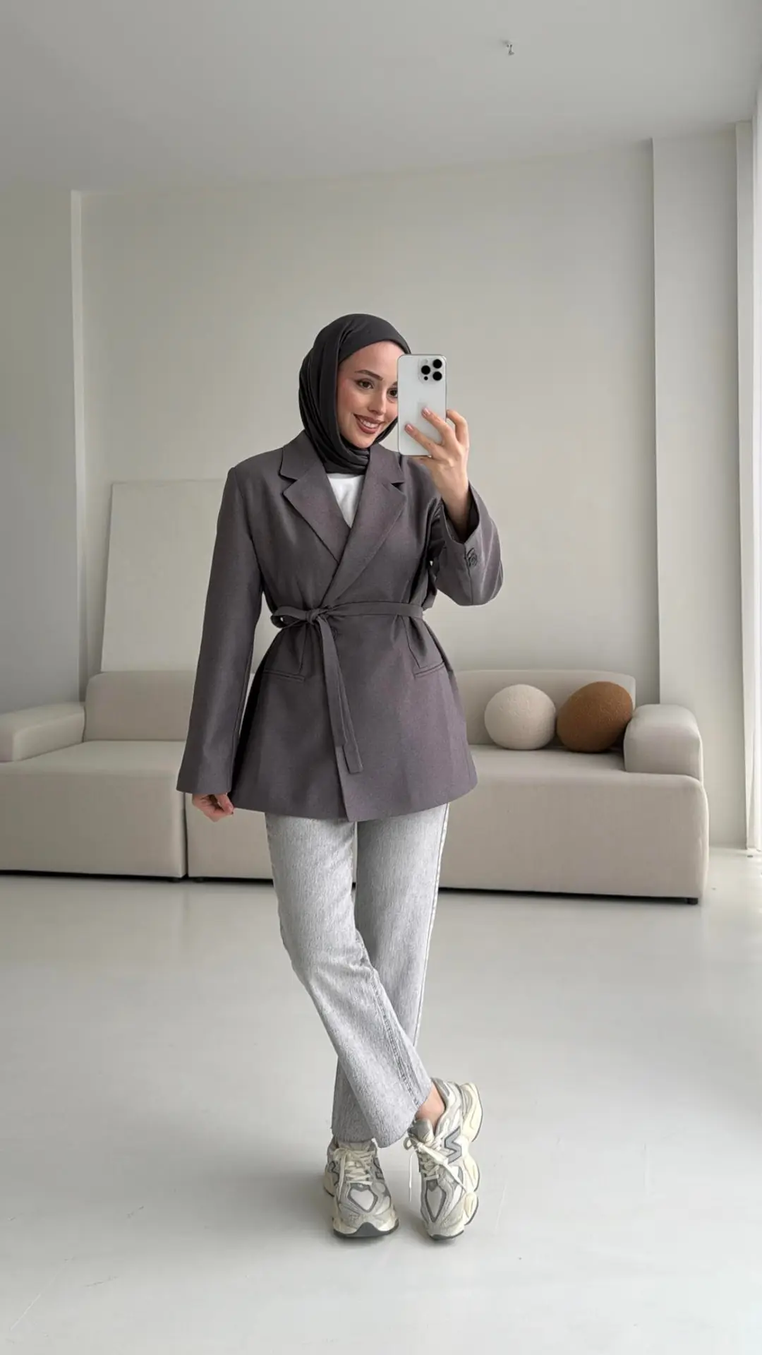 Bağlamalı Blazer Ceket Gri