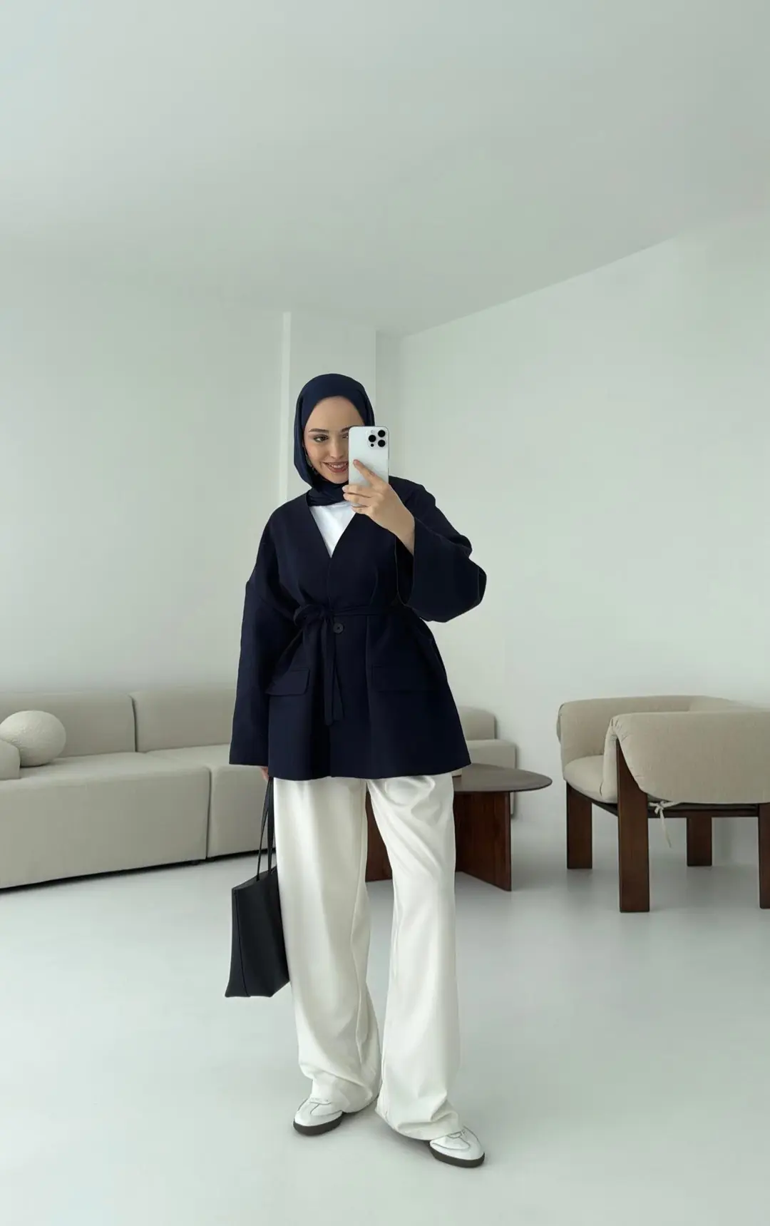 Düşük Omuz Oversize Lacivert Ceket