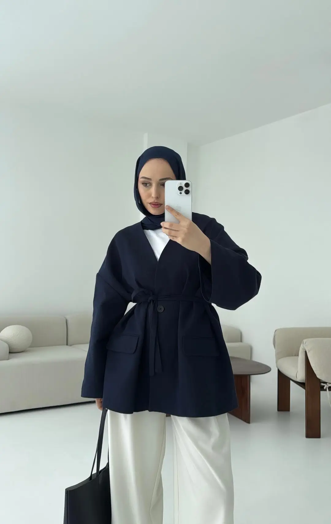 Düşük Omuz Oversize Lacivert Ceket