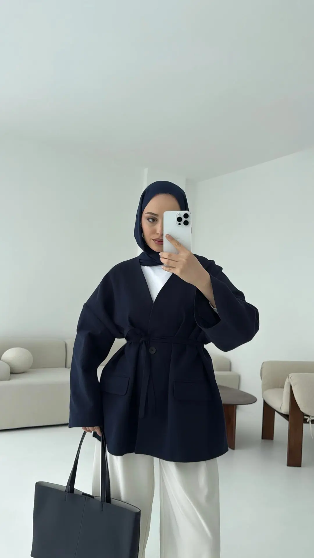 Düşük Omuz Oversize Lacivert Ceket