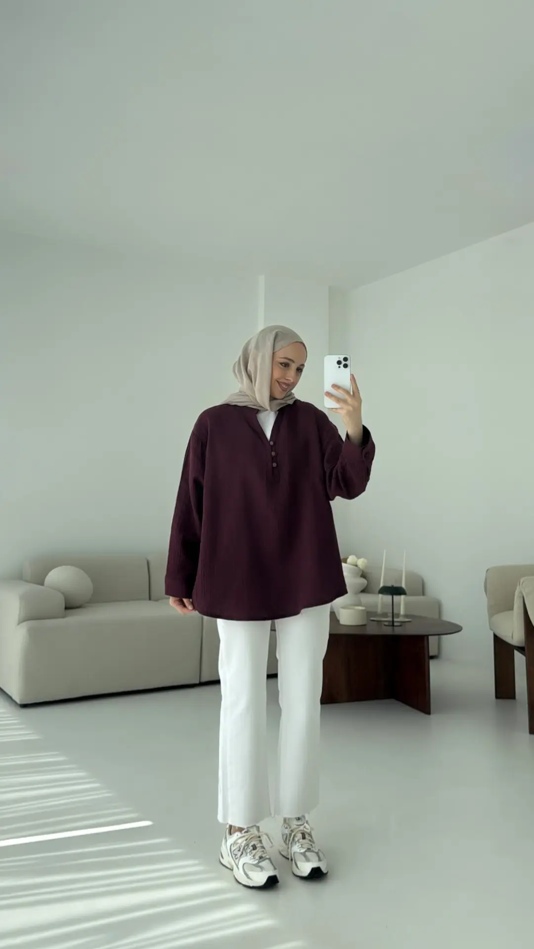 Müslin Düğmeli Gömlek Bordo