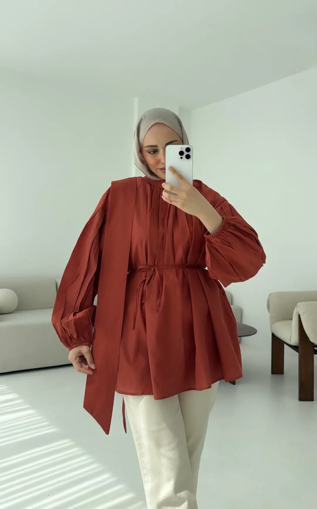 Detaylı Pens Gömlek Kiremit