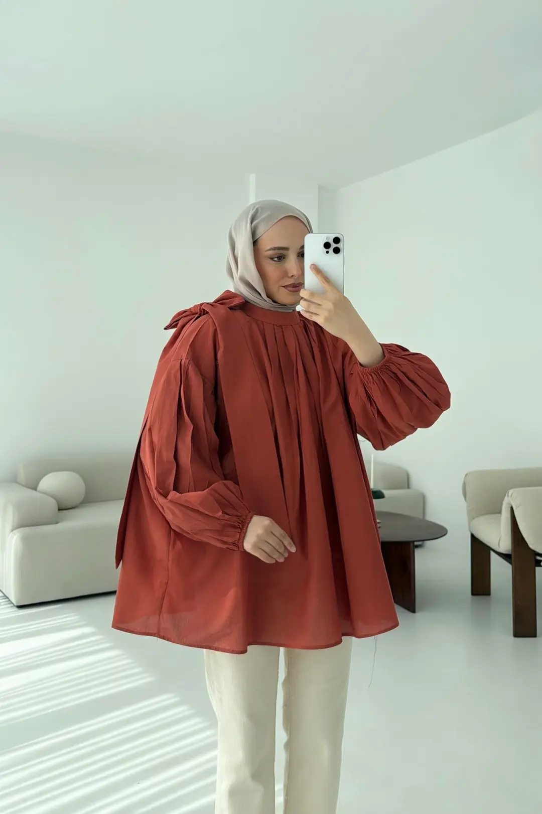 Detaylı Pens Gömlek Kiremit