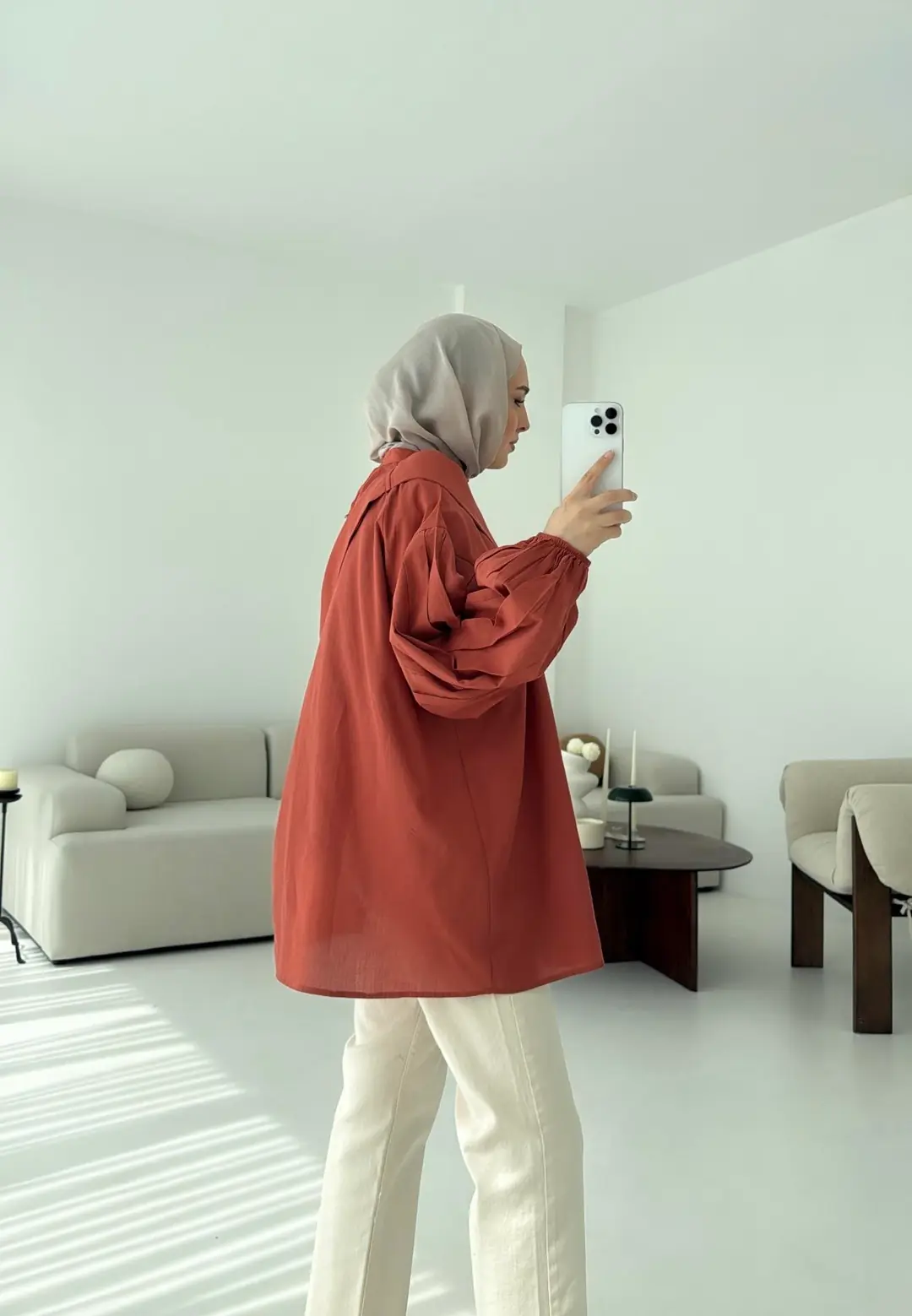 Detaylı Pens Gömlek Kiremit