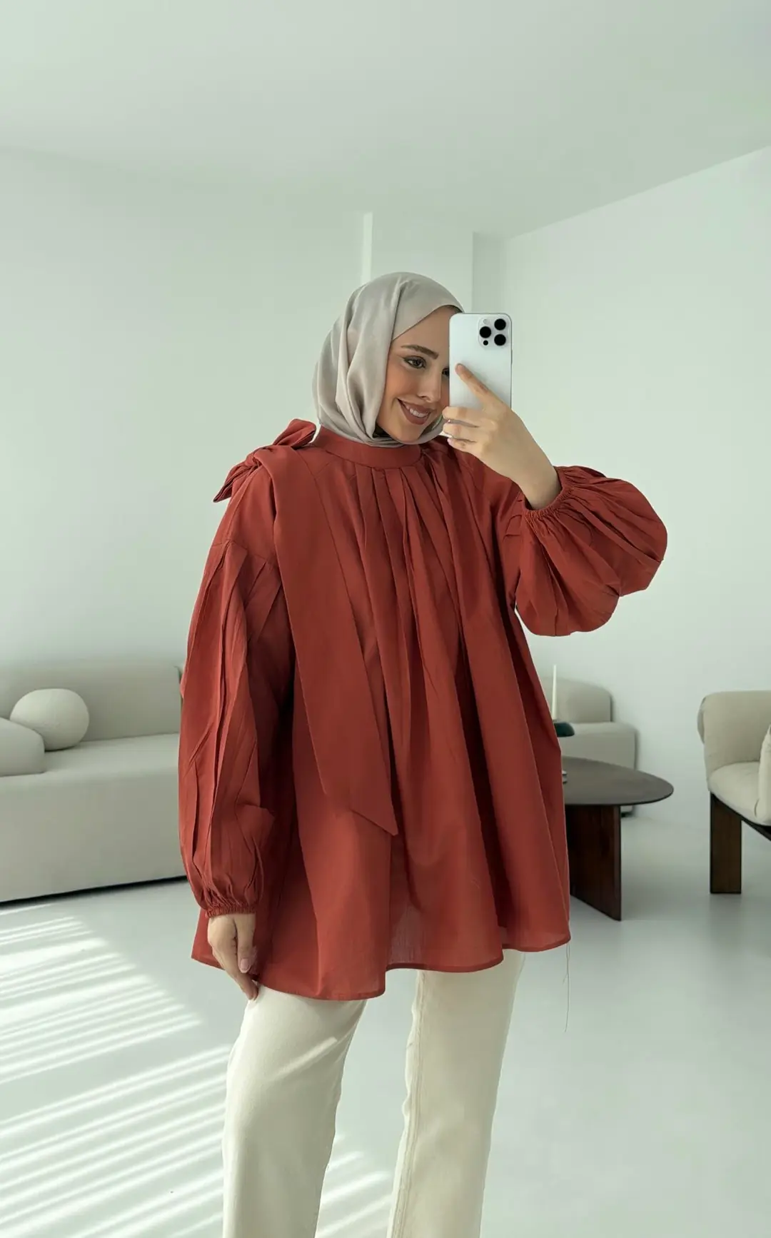 Detaylı Pens Gömlek Kiremit