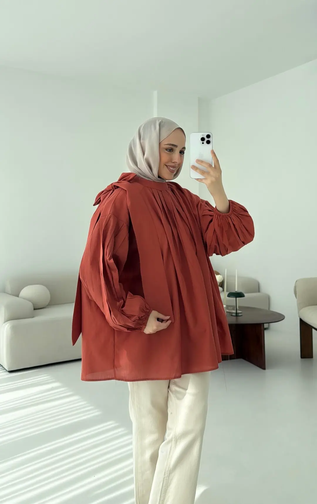 Detaylı Pens Gömlek Kiremit