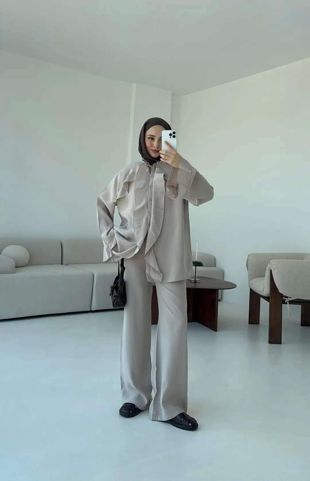İspanyol Tencel Takım Bej