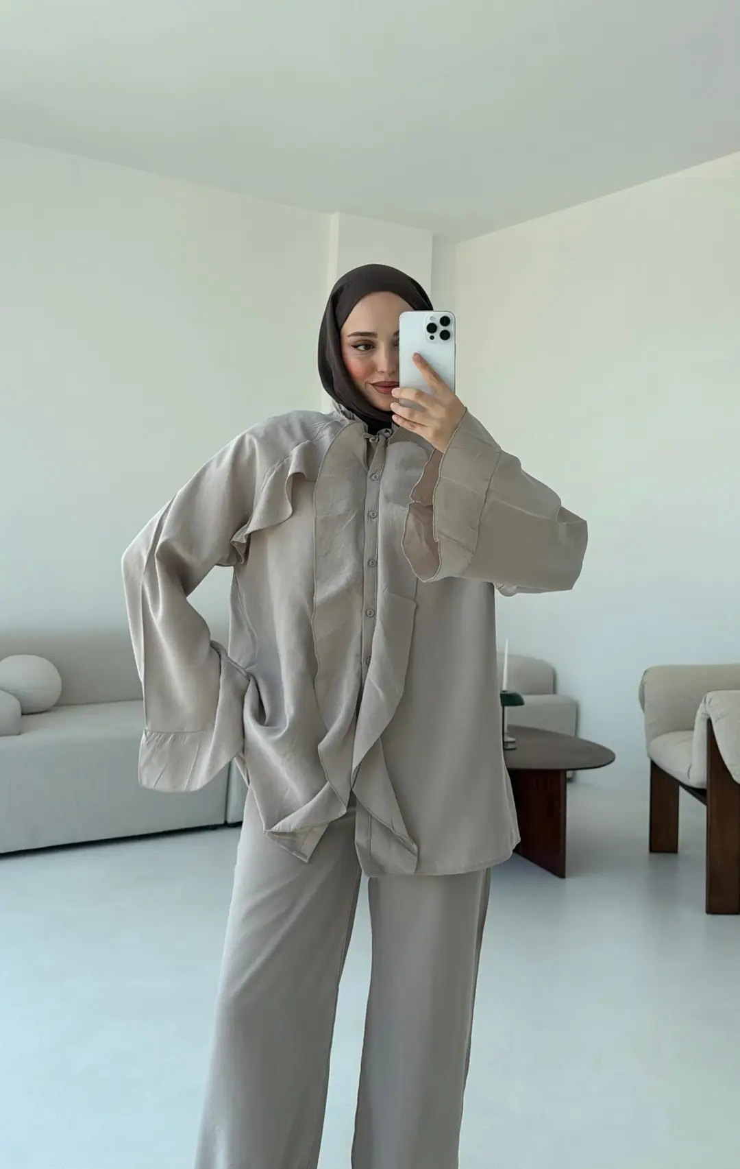 İspanyol Tencel Takım Bej