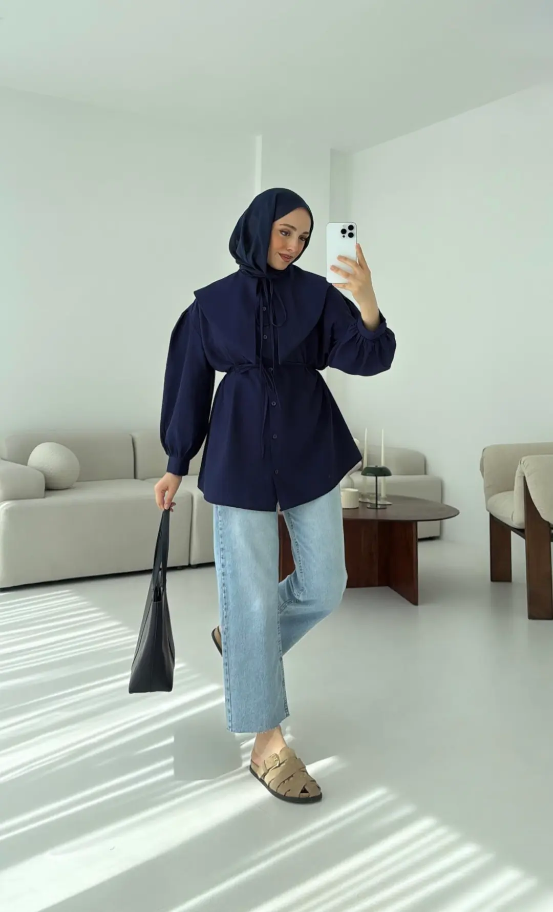 Bebe Yaka Bağlamalı Gömlek  Lacivert