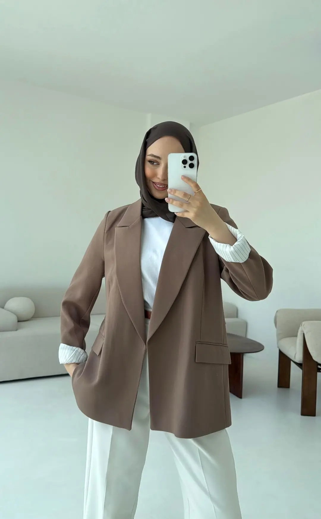 Kolu Katlamalı Blazer Kahve