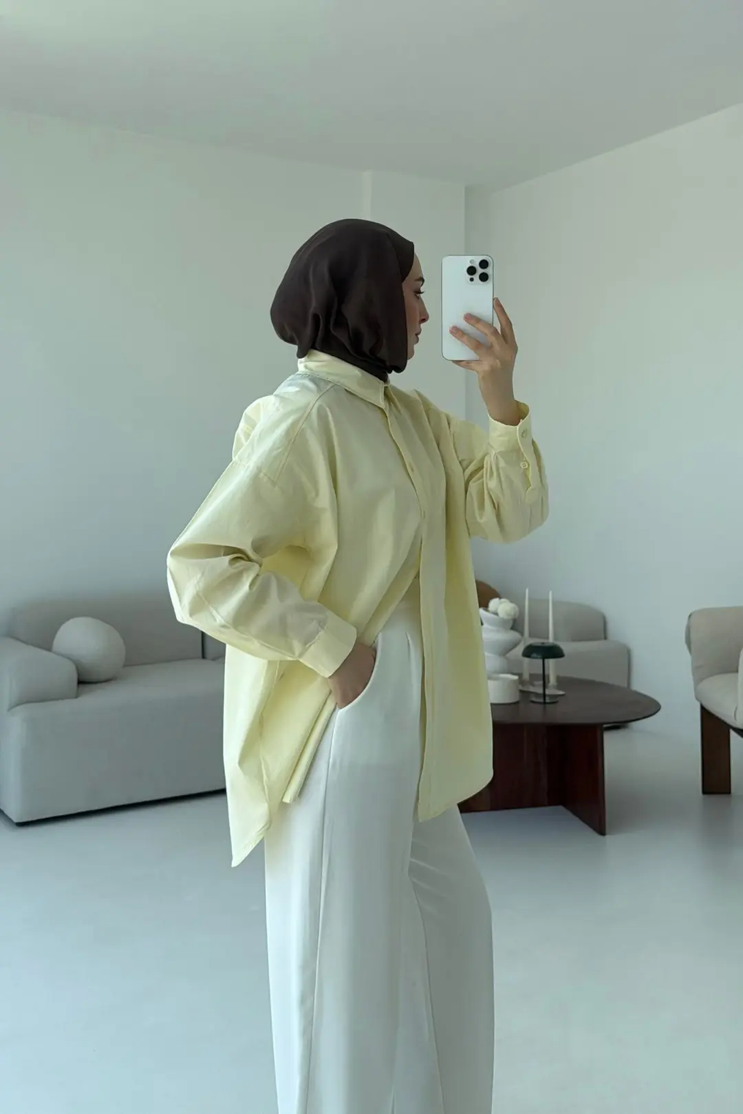 Poplin Oversize Gömlek Sarı