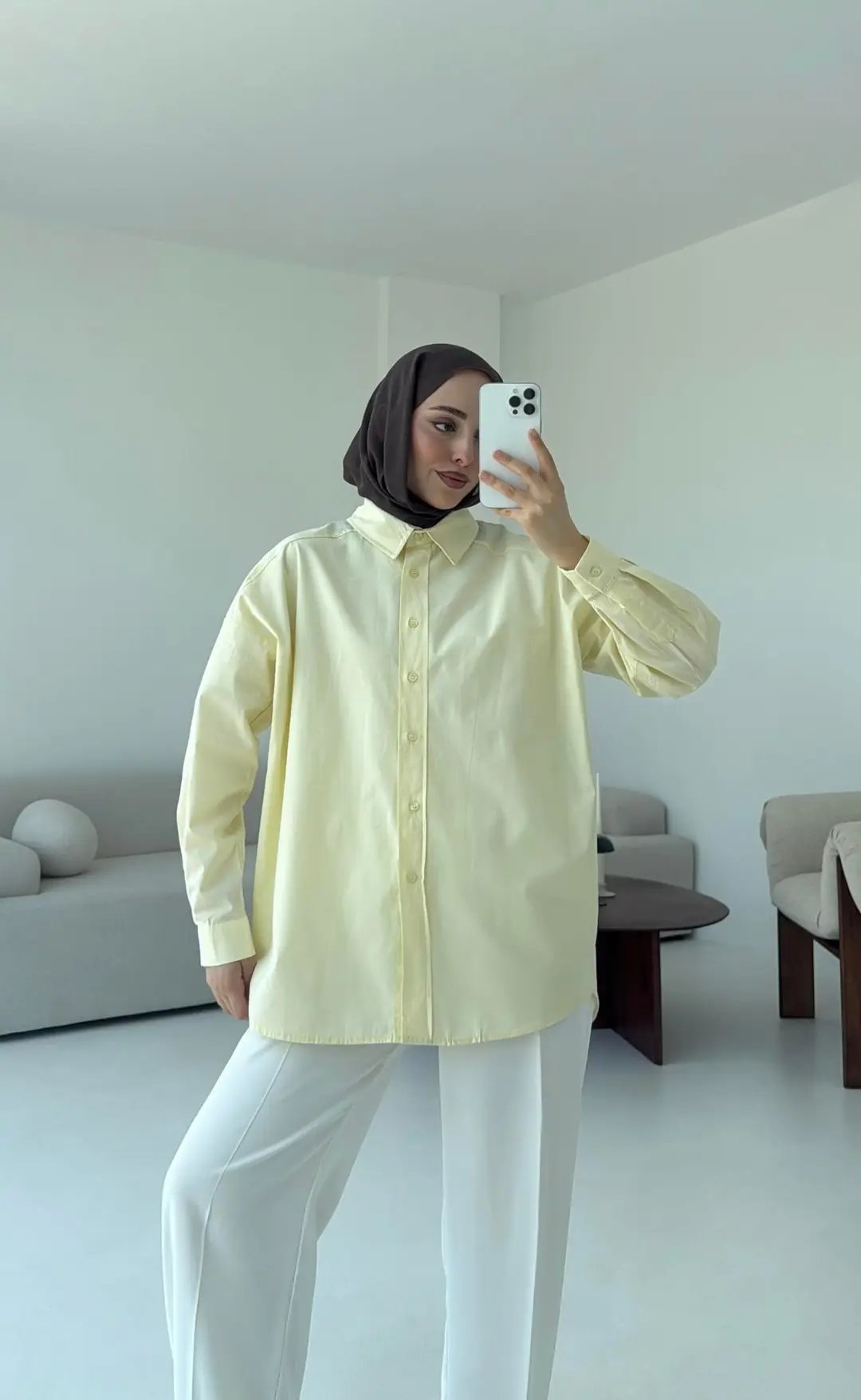 Poplin Oversize Gömlek Sarı
