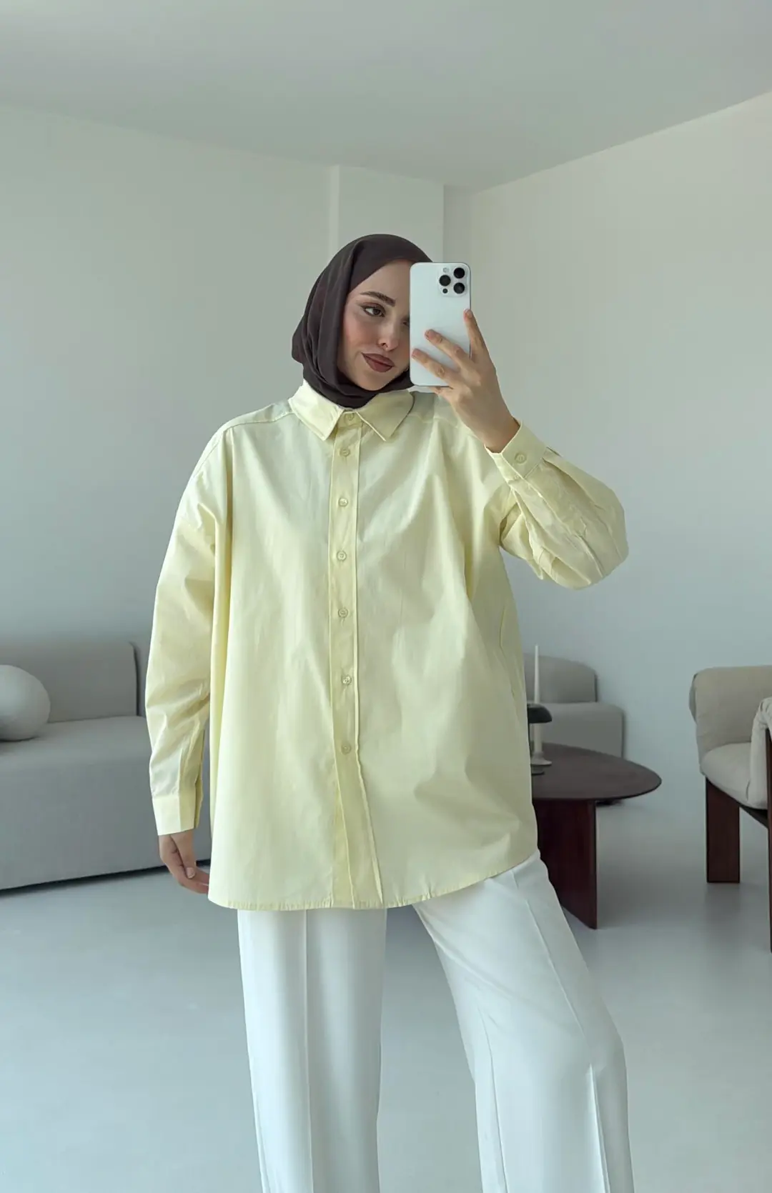 Poplin Oversize Gömlek Sarı