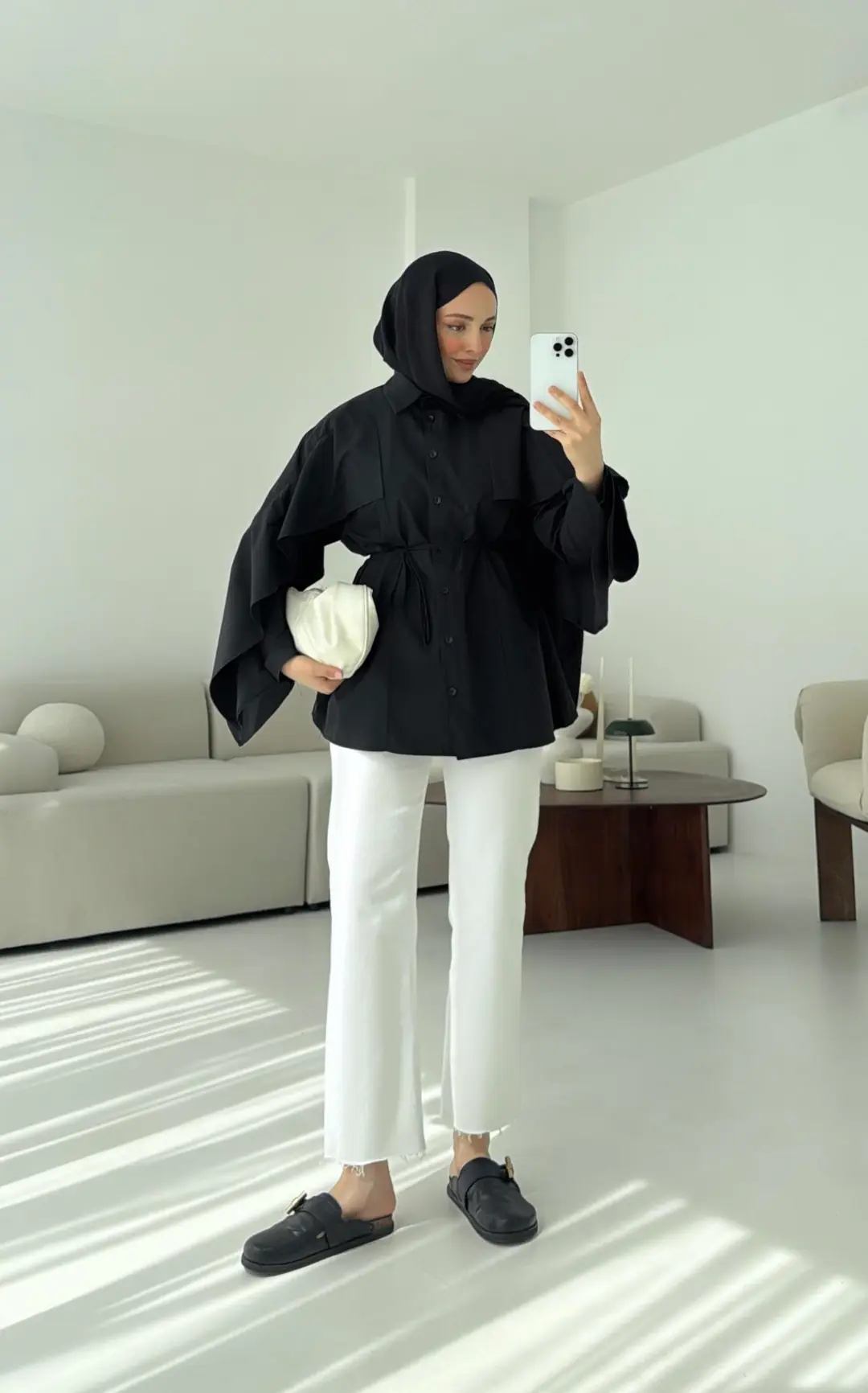 Detaylı Poplin Gömlek Siyah