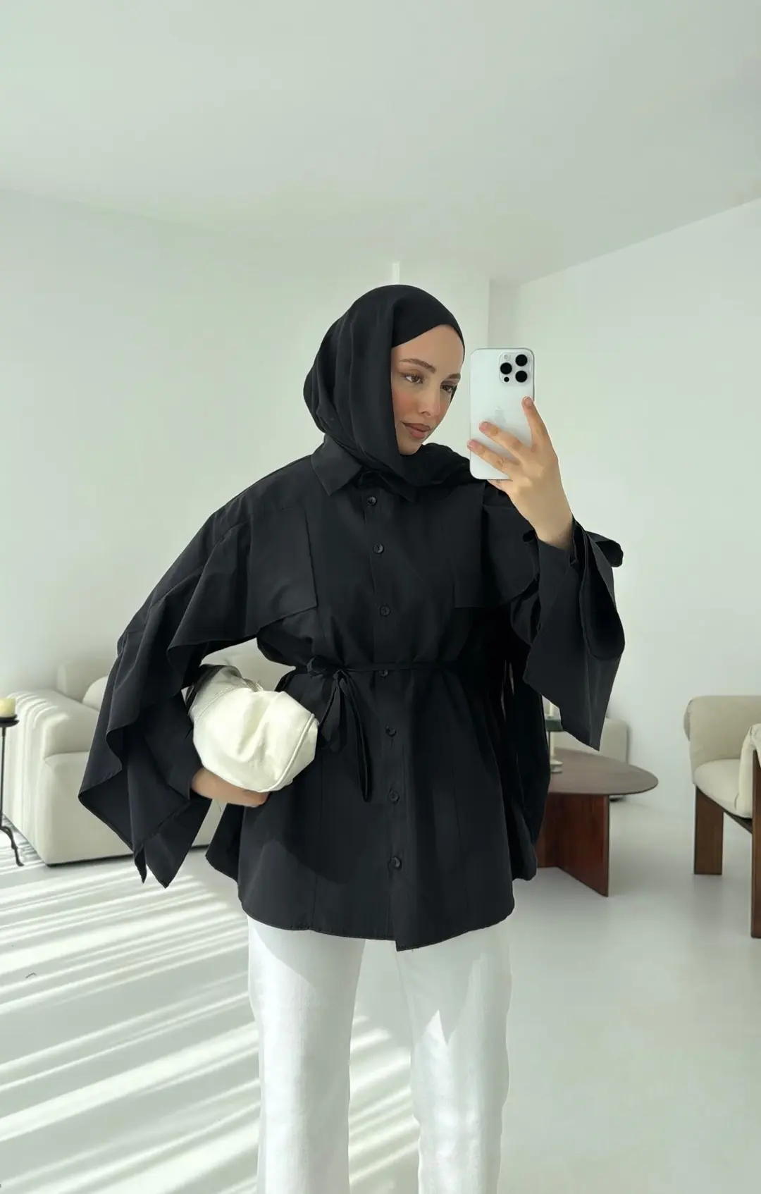 Detaylı Poplin Gömlek Siyah