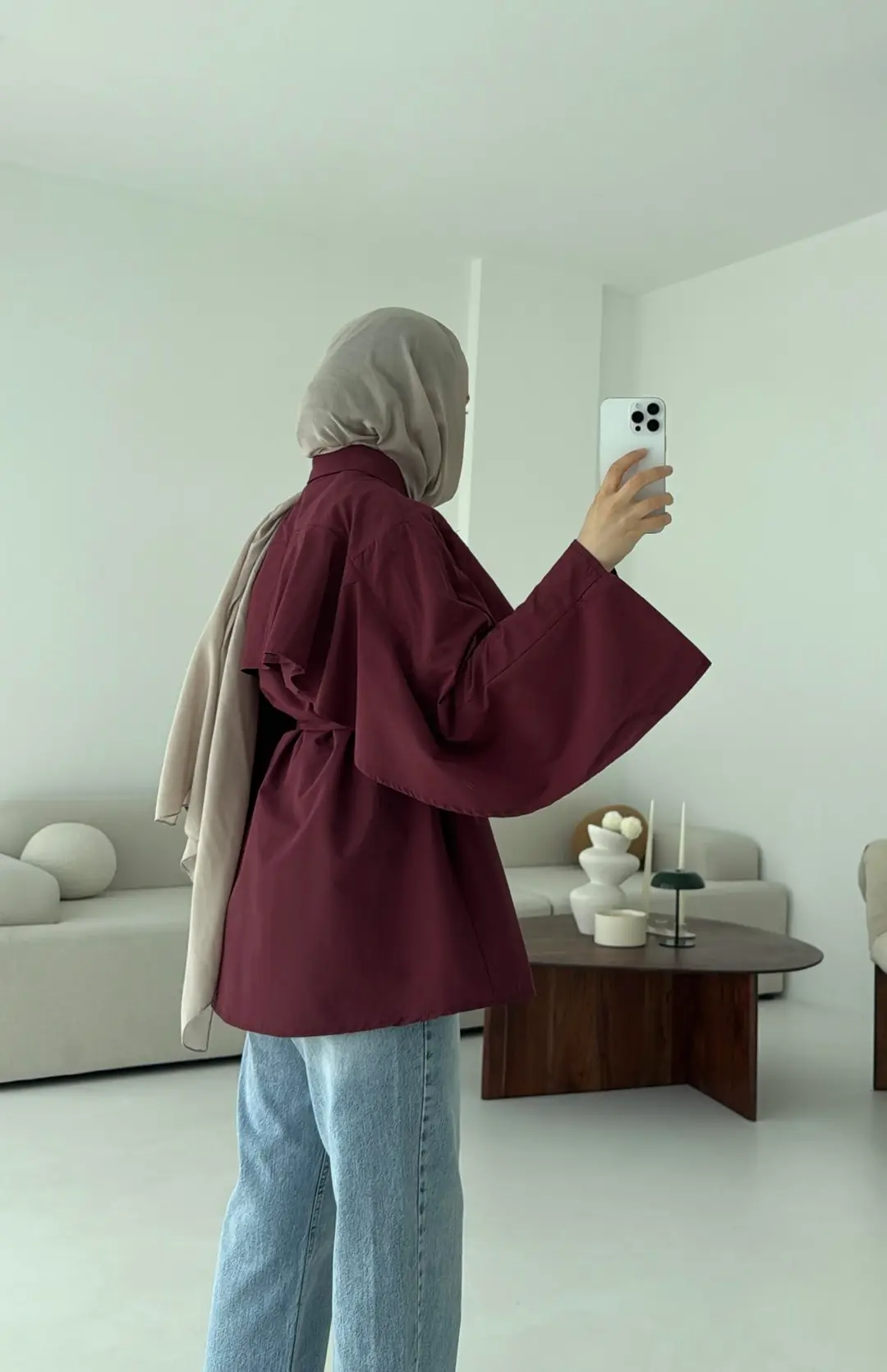 Detaylı Poplin Gömlek Bordo