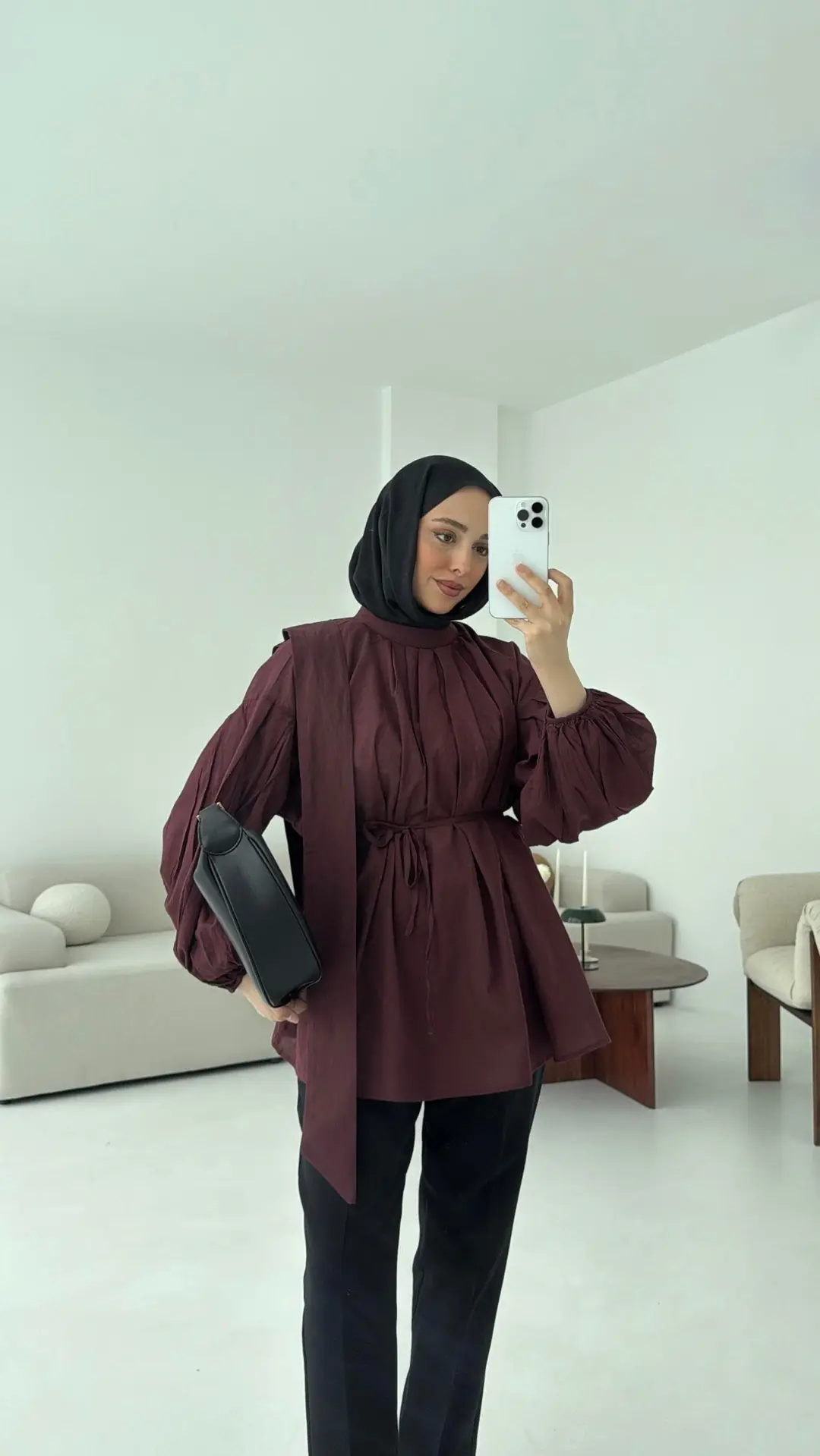 Detaylı Vual Kumaş Gömlek Bordo
